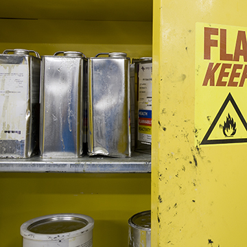 Flammable materials in storage