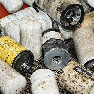 Used oil filters for recycling