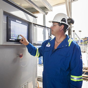 Operator using equipment touchscreen